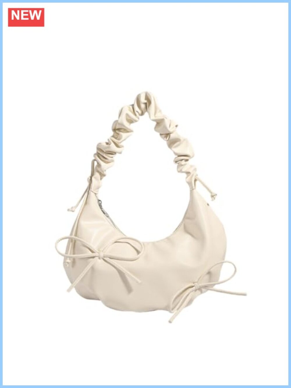 Soft PU Leather Bow Tie Shoulder Bag Pleated Handle Y2k Coquette Hobo Purse